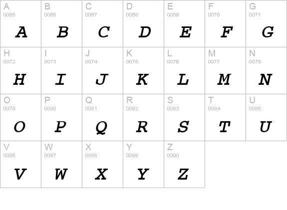 Courier-BoldO-a uppercase A-Z preview