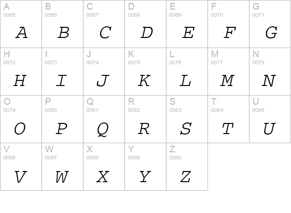 Courier CE Oblique uppercase A-Z preview