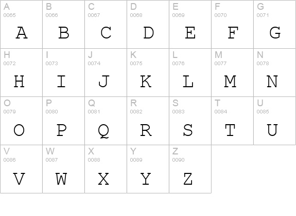 Courier New uppercase A-Z preview