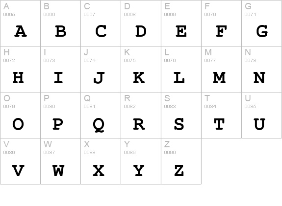 Courier-PS-Bold uppercase A-Z preview