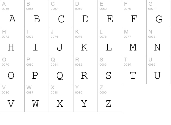 Courier-PS-Regular uppercase A-Z preview