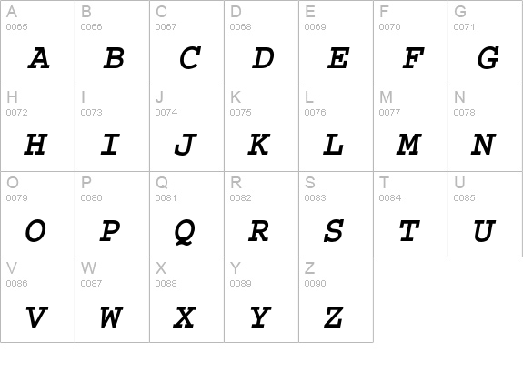 Courier Std Bold Oblique uppercase A-Z preview