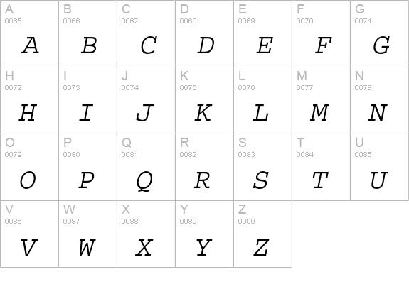 Courier Std Medium Oblique uppercase A-Z preview