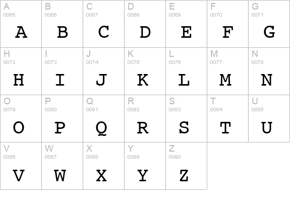 Courier SWA uppercase A-Z preview