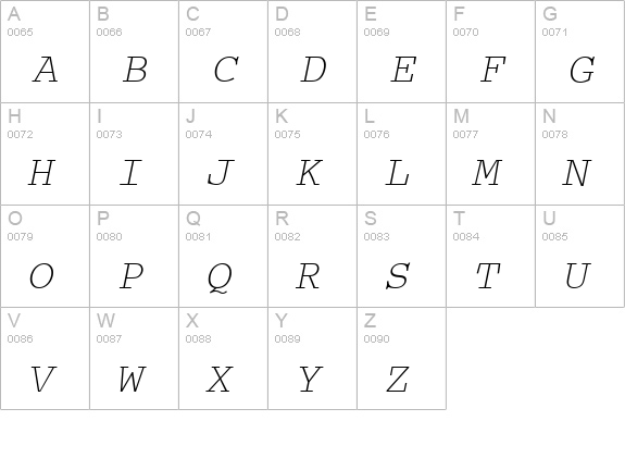 CourierMCY Oblique uppercase A-Z preview