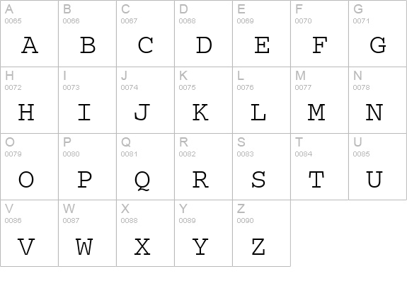 CourierPS uppercase A-Z preview