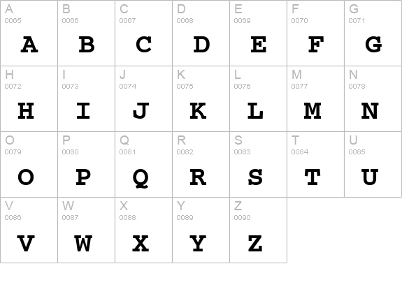 CourierPS Bold uppercase A-Z preview