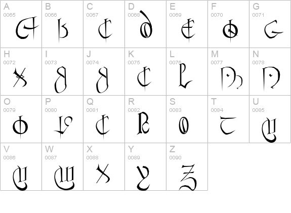 Courthand Plain: uppercase A-Z preview