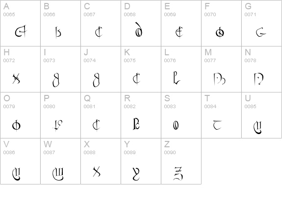 Courthand Regular uppercase A-Z preview