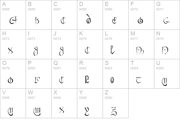 CourthandPlain uppercase A-Z preview