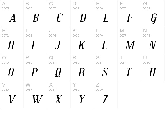 Covington Exp Italic uppercase A-Z preview