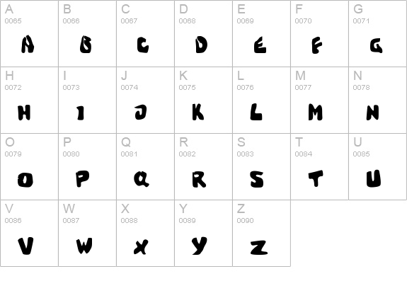 Cracked Brain uppercase A-Z preview