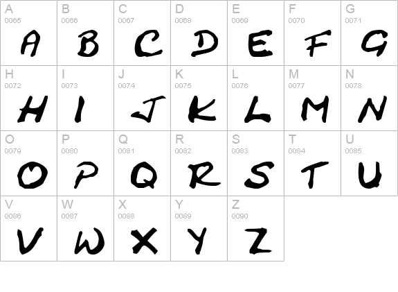 Cracked Johnnie uppercase A-Z preview