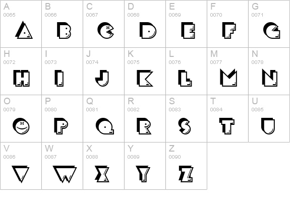 CrackMan uppercase A-Z preview