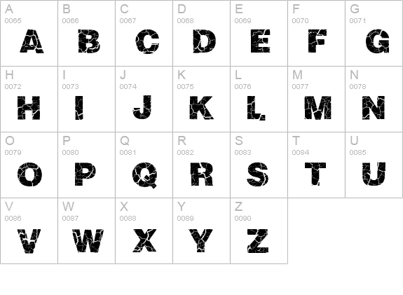 Crackvetica uppercase A-Z preview