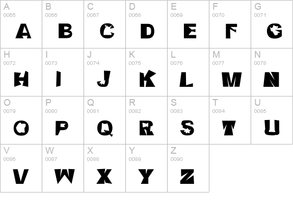 Crackwhore uppercase A-Z preview