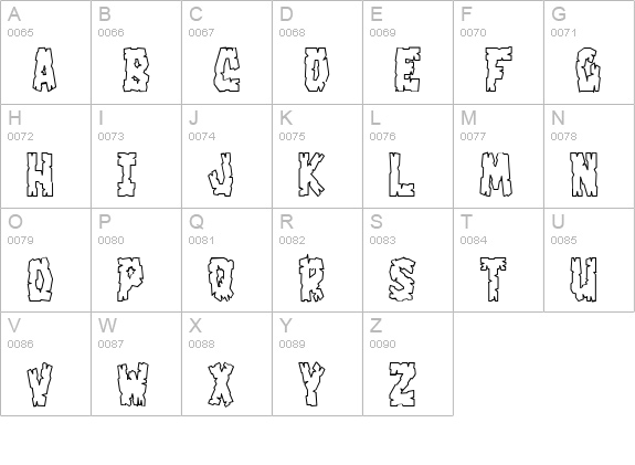 Crakoom! uppercase A-Z preview