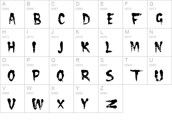 CRAMPS uppercase A-Z preview