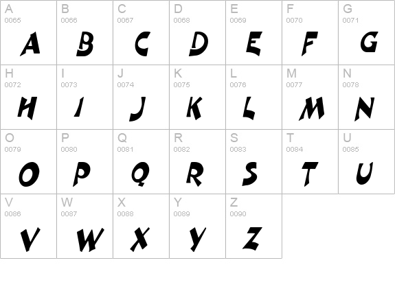 Crane-Condensed Italic uppercase A-Z preview