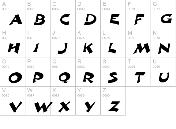 CraneExtended Italic uppercase A-Z preview