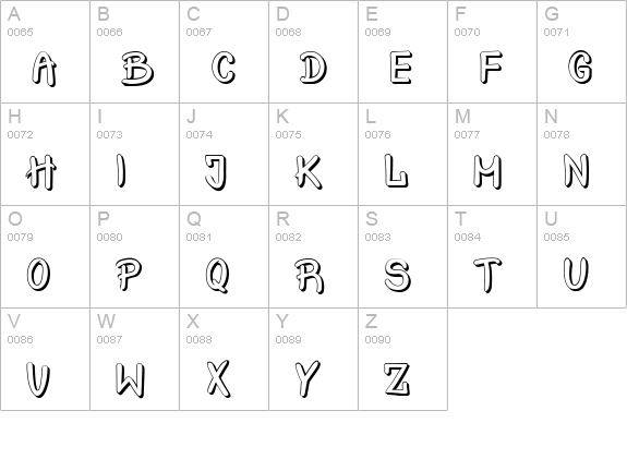 Crash Test Shadow uppercase A-Z preview