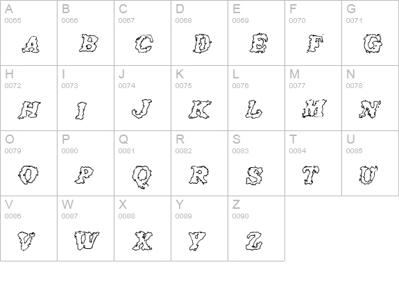 Crash Outline uppercase A-Z preview
