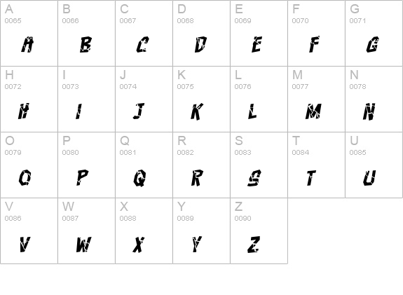 Crashcourse BB Italic uppercase A-Z preview
