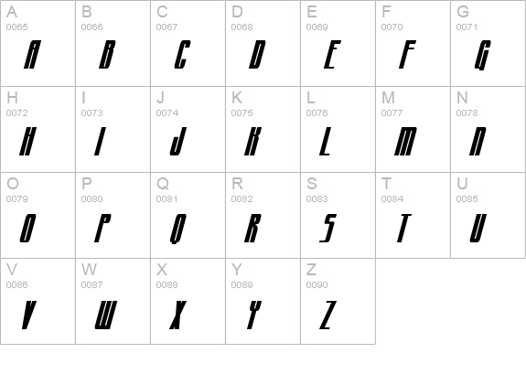 CraterFace Condensed BB uppercase A-Z preview