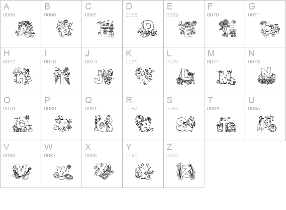 Crayola Kiddy Font uppercase A-Z preview