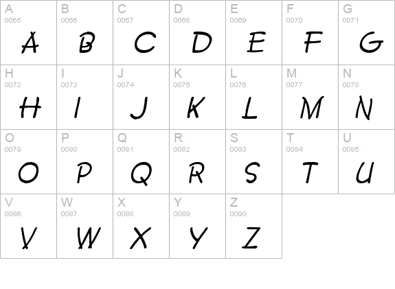 Crayon Italic uppercase A-Z preview