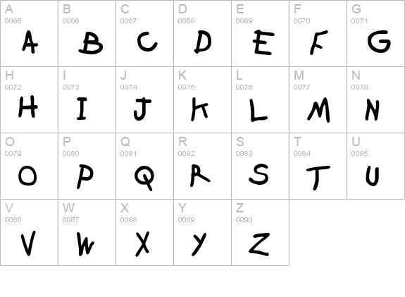 Crayon Black uppercase A-Z preview