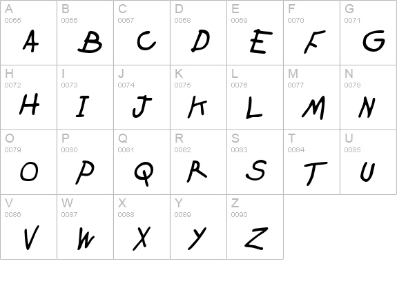 Crayon Slanted uppercase A-Z preview