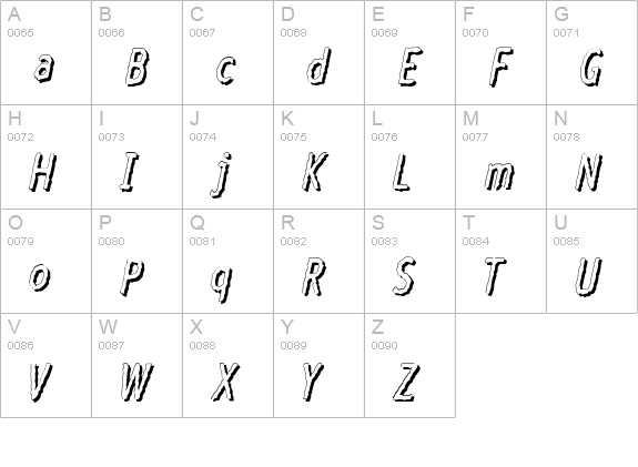 Crazy Cock uppercase A-Z preview