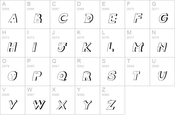 Crazy Creatures Italic uppercase A-Z preview