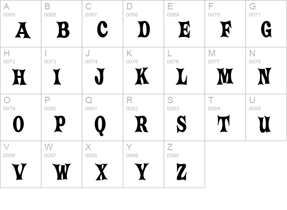 Crazy HaroldCondensed uppercase A-Z preview