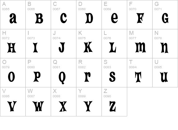 Crazy HaroldCondensed Alt uppercase A-Z preview