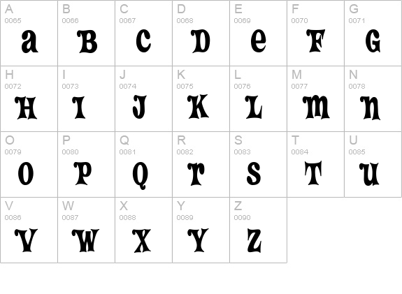 Crazy HaroldCondensed Alt Flare uppercase A-Z preview