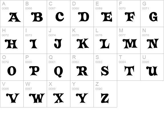 Crazy HaroldFlare uppercase A-Z preview