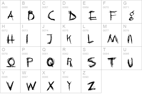Crazy Killer uppercase A-Z preview