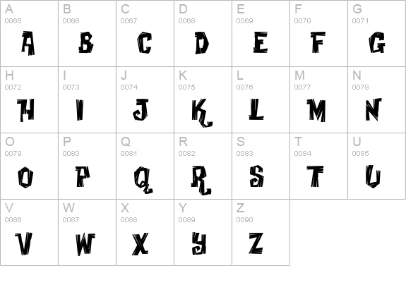Creaky Frank uppercase A-Z preview