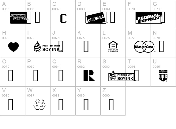 Credit Cards uppercase A-Z preview