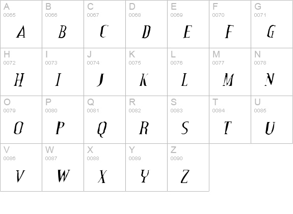 Credit Valley Gaunt Italic uppercase A-Z preview