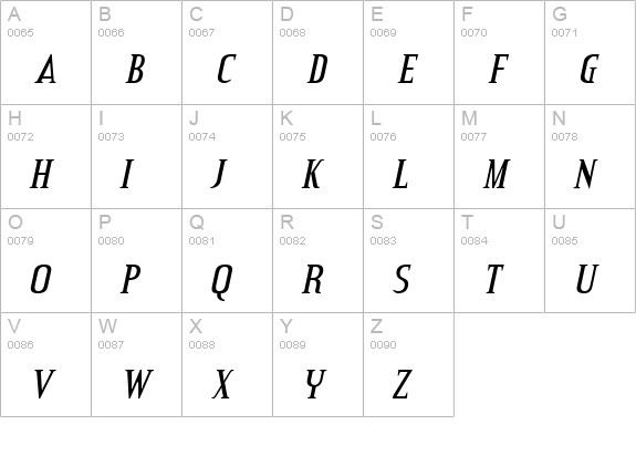 Credit Valley Italic uppercase A-Z preview