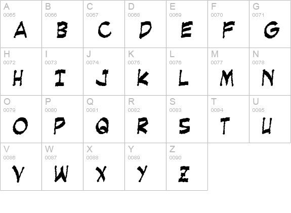 Creeping Evil uppercase A-Z preview