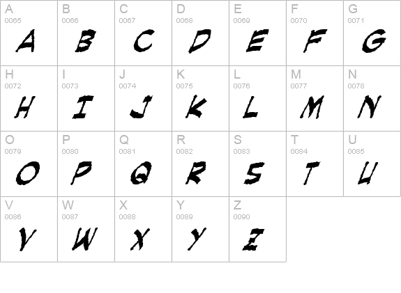 Creeping Evil Italic uppercase A-Z preview