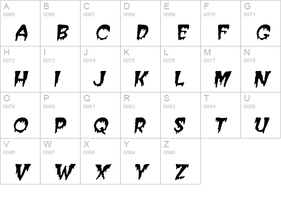 Creepy Italic uppercase A-Z preview