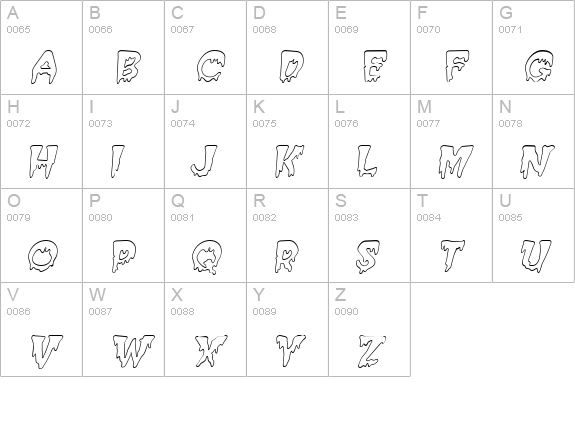 Creepy Hollow Italic uppercase A-Z preview
