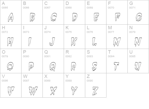 Creepy HollowCondensed Italic uppercase A-Z preview