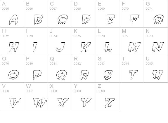 Creepy HollowExtended Italic uppercase A-Z preview