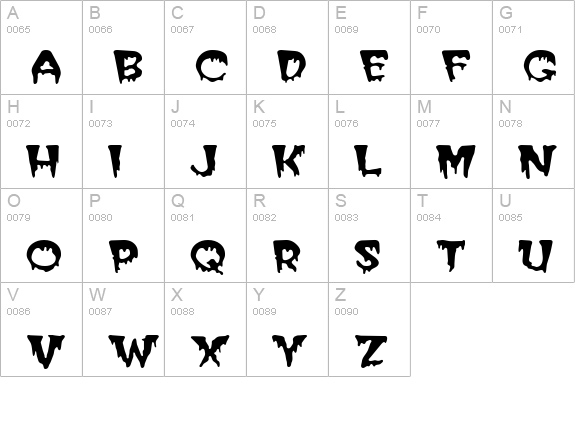 CreepyExtended Normal uppercase A-Z preview